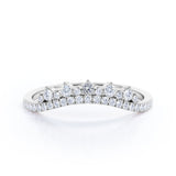 Crown Curved 0.25 TCW Round Pave Wedding Ring