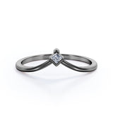 Solitaire 0.10 TCW Round Cut V Shaped Wedding Band