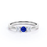 Trio 0.7 Ct Round Cut Lab Sapphire Engagement Ring