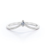 Solitaire 0.10 TCW Round Cut V Shaped Wedding Band