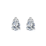 Certified 2 Carat Pear Cut Moissanite Minimalist Solitaire Stud Earrings In 18K Rose Gold Plating Over Silver