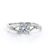 Certified 1 CT Round Lab Diamond Floral Shank Solitaire Engagement ring