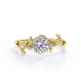 Certified 1 CT Round Lab Diamond Nature Inspired Solitaire Engagement Ring