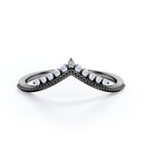 Milgrain-Bordered Band 0.15 TCW Round Shaped Moissanite Pave-Prong Wedding Band in Black Gold