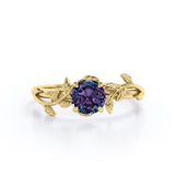 Nature Inspired 1 Ct Round Lab Alexandrite Engagement Ring