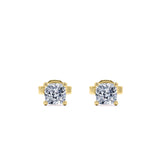 Certified 0.5 Carat Cushion Cut Moissanite 4 Prong Solitaire Stud Earrings In 18K Rose Gold Plating Over Silver