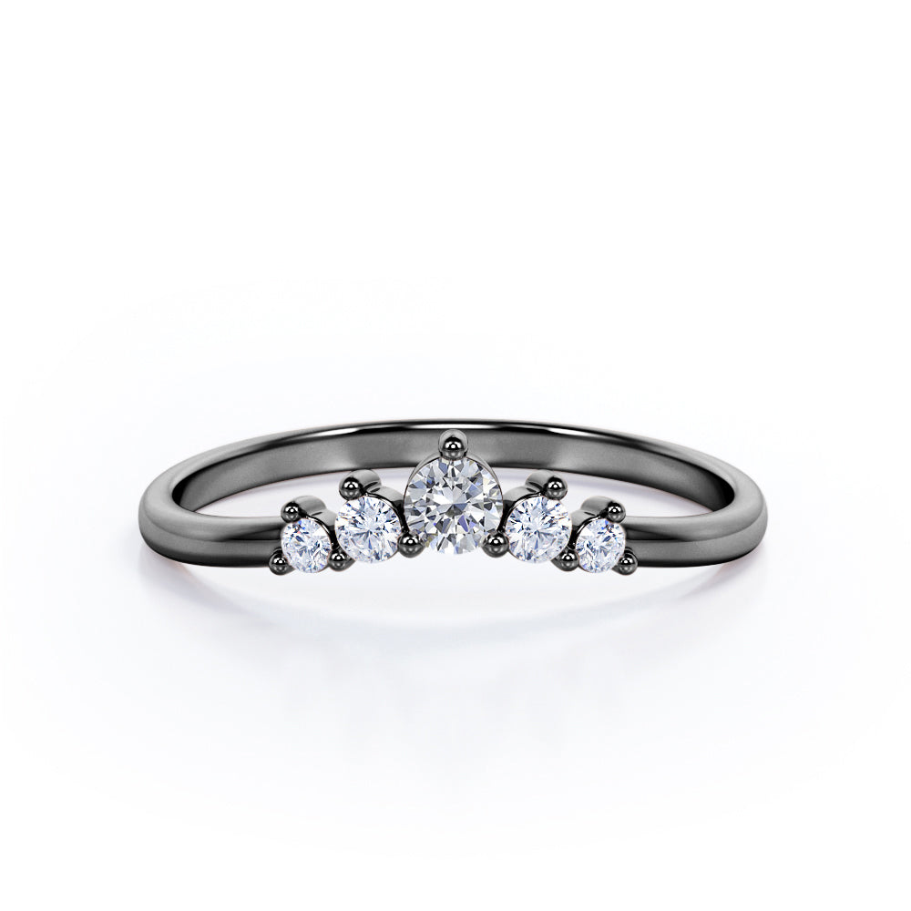 Five Stone 0.15 TCW Round Cut Curved Stackable Ring