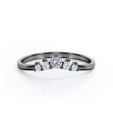 Five Stone 0.15 TCW Round Cut Curved Stackable Ring