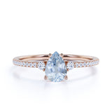 1.25 ct Pear Shaped Aquamarine Pave Engagement Ring