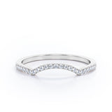 Pave Curved 0.15 TCW Round Half Eternity Wedding Band