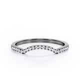 Pave Curved 0.15 TCW Round Half Eternity Wedding Band