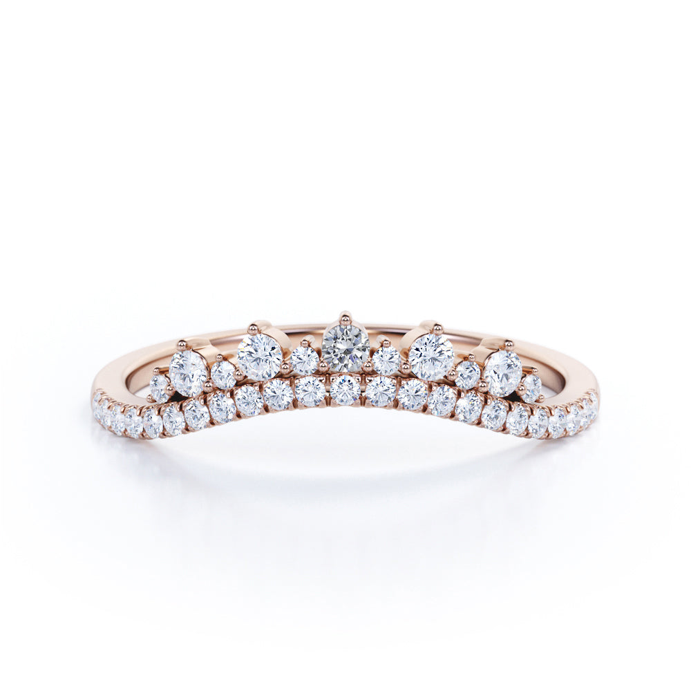 Crown Curved 0.25 TCW Round Pave Wedding Ring