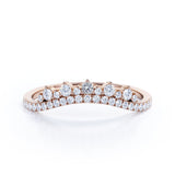 Crown Curved 0.25 TCW Round Pave Wedding Ring