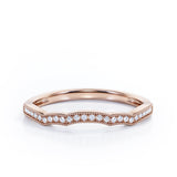 Milgrain Edged Curve 0.15 TCW Pave Wedding Band