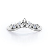 Iconic Moon Phase - 0.10 TCW Round Moissanite - Bezel and Prong Wedding Band - Rose Gold