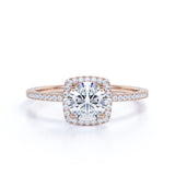 1.50 Carat Round Cut Moissanite  Halo Engagement Ring