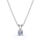 Lovely 0.25 Carat Cushion Cut Certified Lab Diamond Pendant Necklace In 18K White Gold Plating Over Silver