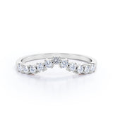 Curved 0.20 TCW Round Cut Pave-Prong Wedding Band