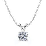 2 Carat Round Cut Cubic Zirconia Solitaire Pendant Necklace in 18K White Gold over Silver