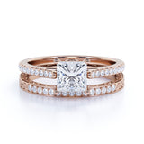 1 Ct Princess Cut Diamond Pave Wedding Ring Set