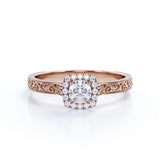 Certified 1.15 Carat Round Lab Diamond Art Deco Engagement Ring