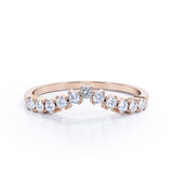 Curved 0.20 TCW Round Cut Pave-Prong Wedding Band