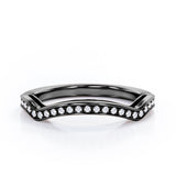 Pave 0.15 TCW Round Shape Curved Wedding Band