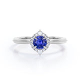 Milgrain 0.70 Ct Round Cut Lab Sapphire Engagement Ring