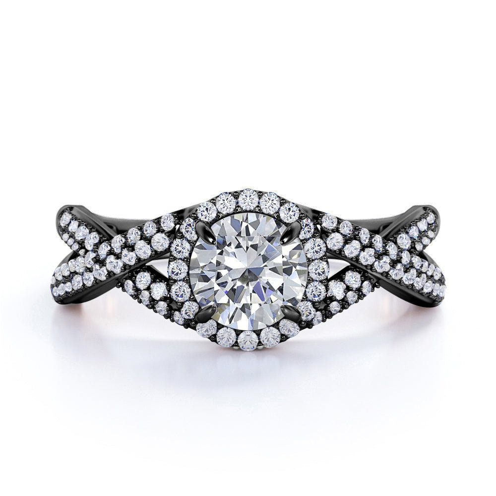 1.50 Carat Round Cut Moissanite Twisted Bridal Set