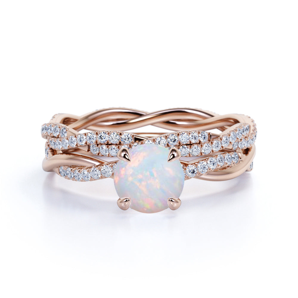 1.75 Ct Round Cut Lab Created Opal Infinity Bridal Set