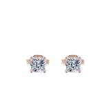 4 Prong - 0.20 Carat Cushion Cut Certified Lab Diamond - Solitaire Stud Earrings - 18K White Gold Plating Over Silver