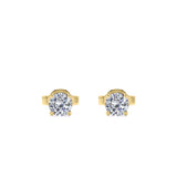 0.20 Carat Round Diamond - 4 Prong Solitaire Stud Earrings - 18K White Gold Plating Over Silver