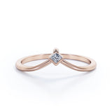 Solitaire 0.10 TCW Round Cut V Shaped Wedding Band