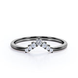 Minimalist V Shaped 0.10 TCW Pave Wedding Band