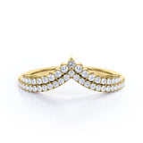 0.30 TCW Round Double Pave V Curved Wedding Band