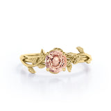 0.50 ct Round Lab Created Morganite Leaf Engagement Ring