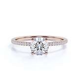 Pave 1.25 Carat Round Cut Moissanite Engagement Ring