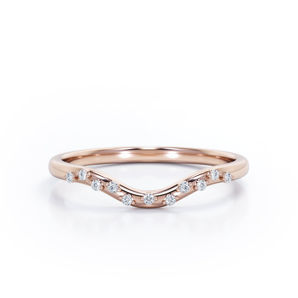 2-Prong Flush 0.10 TCW Curved Wedding Band