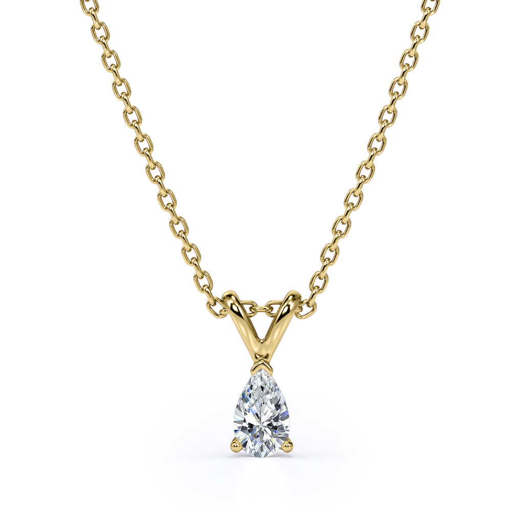 Captivating 0.25 Carat Teardrop Diamond Pendant Necklace In 18K White Gold Plating Over Silver