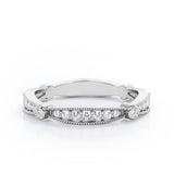 Milgrain Pave 0.15 TCW Round Cut Stackable Ring