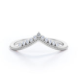 Milgrain-Bordered Band 0.15 TCW Round Shaped Moissanite Pave-Prong Wedding Band in Black Gold