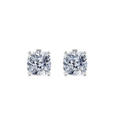 Certified - 4 Prong - 1 Carat Cushion Cut Moissanite - Solitaire Stud Earrings - 18K Rose Gold Plating Over Silver