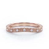 Vintage Filigree 0.10 TCW Round Cut Wedding Band