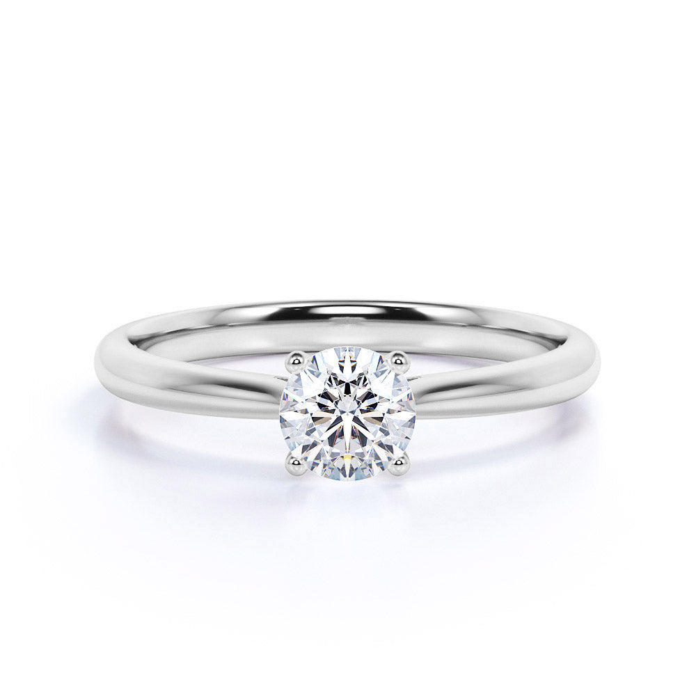 2 Carat Round Cut Moissanite Engagement Ring - Bridal Set - Classic Ring - Solitaire Ring - 18k White Gold Over Silver