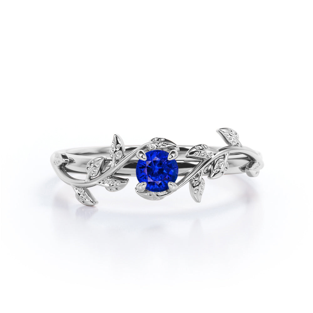 Solitaire 1 Ct Round Cut Lab Sapphire Engagement Ring