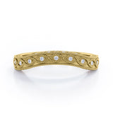 Art Deco Milgrain 0.15 TCW Curved Wedding Band