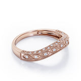 Art Deco Milgrain 0.15 TCW Curved Wedding Band
