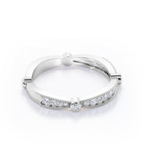 Milgrain Pave 0.15 TCW Round Cut Stackable Ring