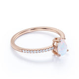 Solitair 0.75 Ct Pear Cut Lab Created Opal Promise Ring