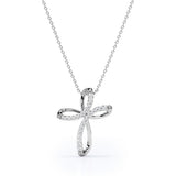 Ribbon Twist 0.25 TCW Round Cut Crucifix Pendant Necklace